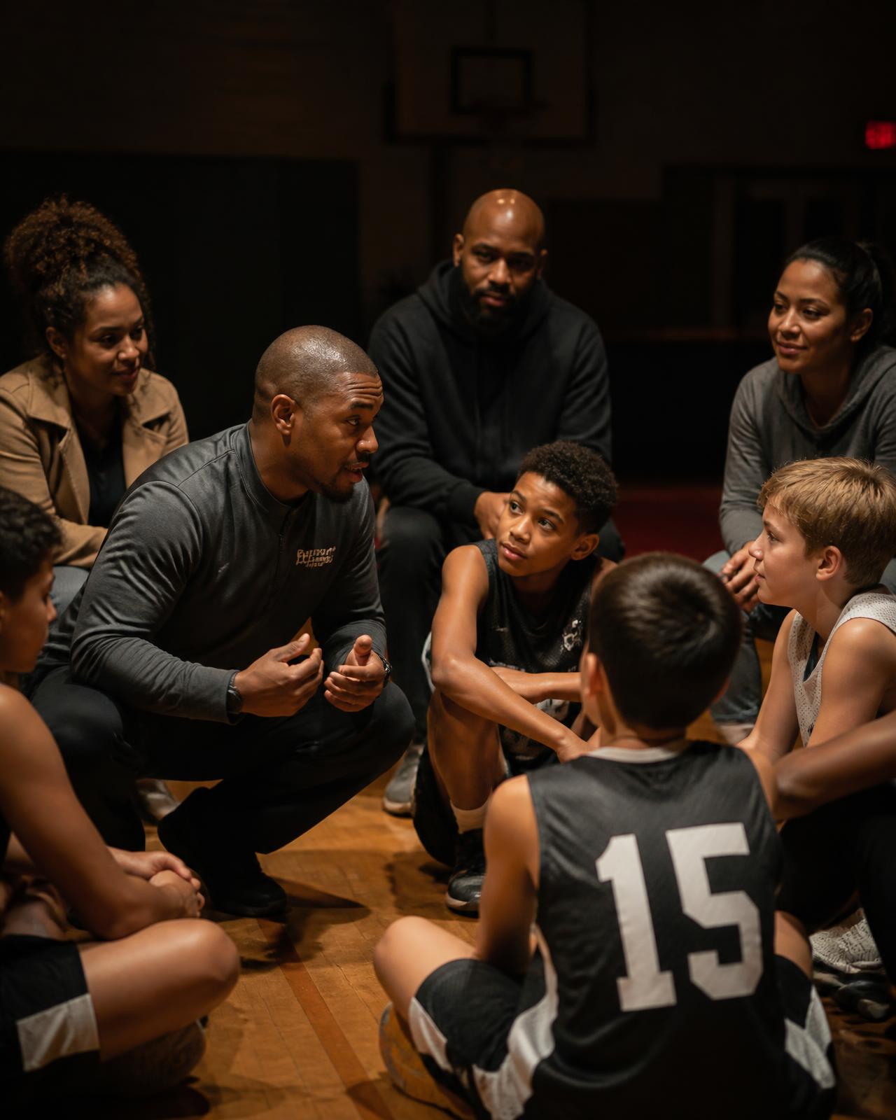 Coach mentoring youth athletes and families